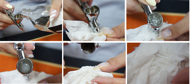 ネイルでエアーブラシを使った後の、エアーブラシの洗い方。ストロングクリーナーを使てアクリルを溶かして洗う